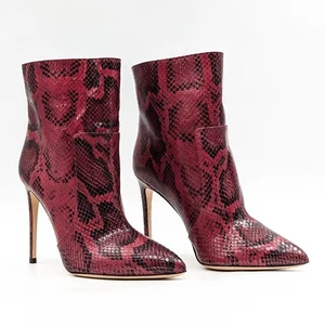 Paris Texas Women Red Python Print Leather Heel Fashion Ankle Boots 9US EUR39.5 - Picture 1 of 10