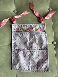 American Girl Bitty Baby Hanging Crib 4 Pocket Organizer Dots & Flowers - Picture 1 of 3