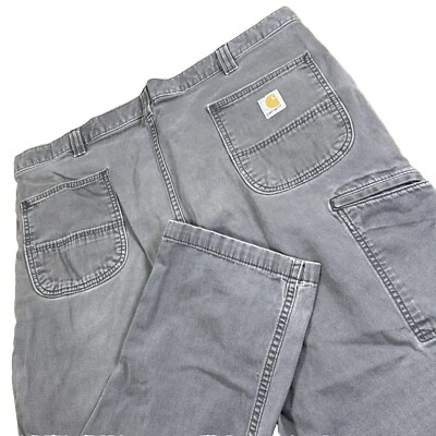 Брюки рабочие универсальные Carhartt свободного покроя серые 42x30 стиль плотника выцветшие гранж - Изображение 1 из 4
