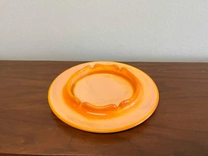Vintage LE Smith Orange Bittersweet Round Glass Ashtray - 9 1/4" - Picture 1 of 10