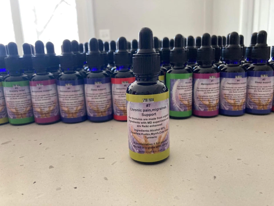 Organic herbal tinctures for Chronic Pain Migraines, MD created, Reiki enhanced  - Image 1 of 4