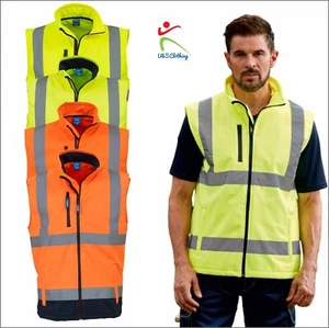 YOKO Hi Vis Mens Waterproof Fleece Contrast Reflective Workwear Softshell Gilet - Picture 1 of 9