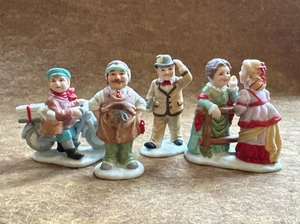 Lefton Colonial Village 1994 Lot  of 4: Newspaper Boy Bike, Printer, Jay, Gossip - Picture 1 of 24