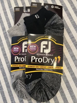 FJ Footjoy 2 pares de calcetines de golf ProDry para hombre corte bajo 1 negro 1 gris talla 7-12 nuevos con etiquetas Foto 1 de 4