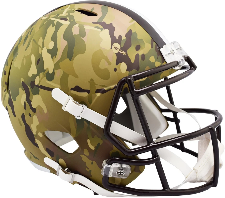 Casco de fútbol americano Riddell Cleveland Browns camuflaje revolución alternativa réplica velocidad Foto 1 de 1