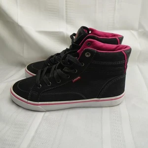 Levi's High Top Shoes Womens Size 7.5 Black Pink Textile Casual Skate 52737957A - Picture 1 of 12