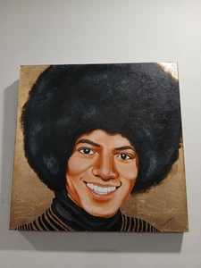 Micheal Jackson MJ Younger Days Original Gemälde Blattgold auf Leinwand 20" x 20" - Bild 1 von 3