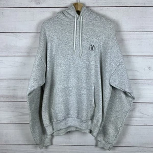 Vintage Playboy Bunny Embroidered Hoodie Sweatshirt Gray 90s XXL Hanes - Picture 1 of 5