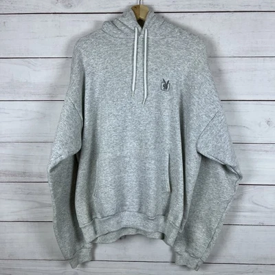Vintage Playboy Bunny Embroidered Hoodie Sweatshirt Gray 90s XXL Hanes - Image 1 of 4