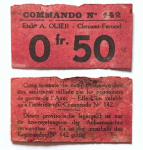 0,50 FRANCS - CLERMONT FERRANT - A.Olier - Kommando Nr. 142 - Gefangenenlager - Bild 1 von 1