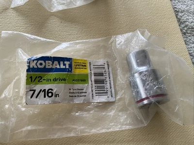 KOBALT 337869,  7/16in.  1/2 Drive 12pt SAE Socket- Red Stripe - Store Pkging - Image 1 of 4