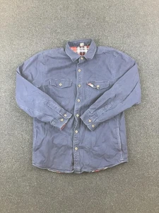 Lands' End Jacket Mens Medium Navy Blue Flannel Lined Shirt Shacket Button Front - Picture 1 of 6