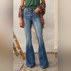 Flying Monkey High Rise Flare Stretch Jean Sz 28 Boho Western Rodeo COASTAL - Picture 1 of 14