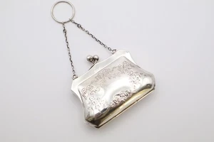 Antica piccola borsa da donna in argento sterling marcata Birmingham 1915 - Foto 1 di 13