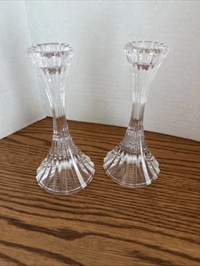 Paar Mikasa Park Lane Kristall Kegel Kerzenhalter 5 1/2" hoch - Bild 1 von 5