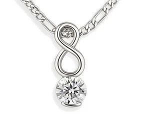 Silber 925 Damen Kinder Anhänger Unendlichkeit mit Zirkonia Solitär (ohne Kette) - Bild 1 von 2