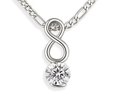 Silber 925 Damen Kinder Anhänger Unendlichkeit mit Zirkonia Solitär (ohne Kette) - Bild 1 von 2