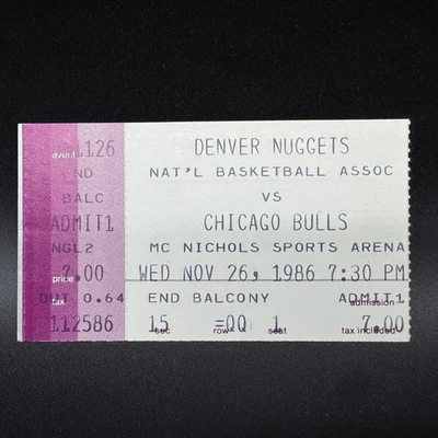 RARE 1986 DENVER NUGGETS VS. CHICAGO BULLS TICKET STUB *MICHAEL JORDAN 37 POINTS - Image 1 of 2
