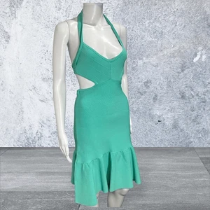 Guess Green Cut Out Band Dead Stock Halter Neck Ruffle Bottom Y2K 90’s - Picture 1 of 6