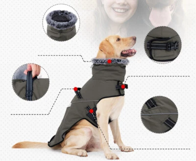 Dog Coats for Large Dogs Warm Fleece Vest Jacket Winter Waterproof Boxer Clothes - Image 1 of 4