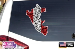 PERUVIAN FLAG MAP PERU DECAL STICKER VINYL LAMINATED - Picture 1 of 1