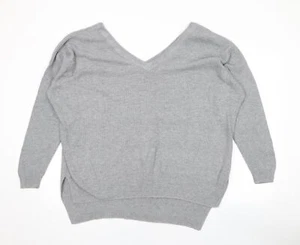 Topshop Womens Grey V-Neck Nylon Pullover Jumper Size S - Picture 1 of 10