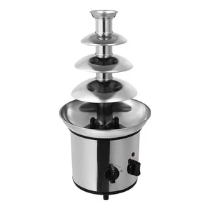 4 Etagen Schokoladenbrunnen Edelstahl Elektrisch Schokoladenfondue Brunnen - Bild 1 von 24