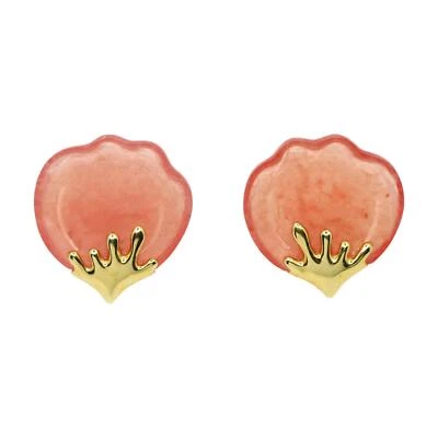 Tiffany & Co. 18K Gold Pink Quartz Tulip Earrings - Image 1 of 4