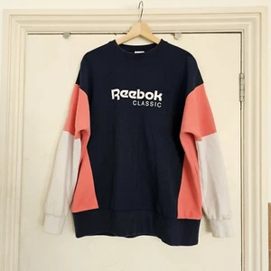 Vintage Reebok Sweatshirt 90s Block Colour Crew Neck Oversized Retro Top Size S - Bild 1 von 8