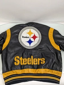 Giacca pelle uomo vintage Pittsburgh Steelers G-III & Carl Banks taglia XL difetto - Foto 1 di 20