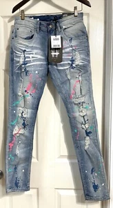 Copper Rivet Men’s Slim Fit Paint Splattered/Ripped Jeans Denim Size 30 NWT - Picture 1 of 18