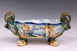 Cantagalli Antique Pottery Centerpiece Bowl Italian Majolica 16" - Picture 1 of 19