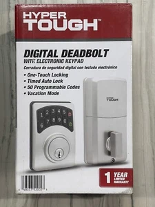 NEW HYPERTOUGH DIGITAL DEADBOLT WITH ELECTRONIC KEYPAD - SATIN NICKEL - Picture 1 of 3