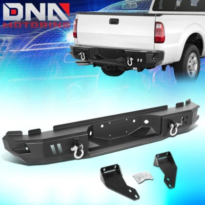 FOR 1999-2016 FORD F250 F350 SUPER DUTY REAR STEEL STEP BUMPER W/D-RING SHACKLES - Image 1 of 4
