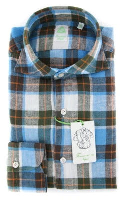 Finamore Napoli Turquoise Shirt - Extra Slim - (F111185) - Image 1 of 4