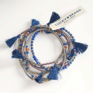 Pulsera elástica con cuentas pequeñas marca de la suerte regalo moda mujeres fiesta joyería 7 piezas - Imagen 1 de 3