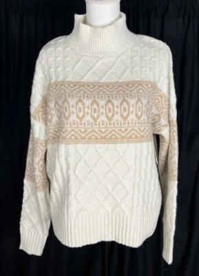 Suéter Pullover Rachel Zoe Para Mujer Cuello Simulado Mangas Largas Marfil Talla M Foto 1 de 4