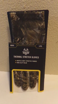 Realtree Max-1XT Thermal Stretch Mens Gloves L/XL Camo New - Image 1 of 3