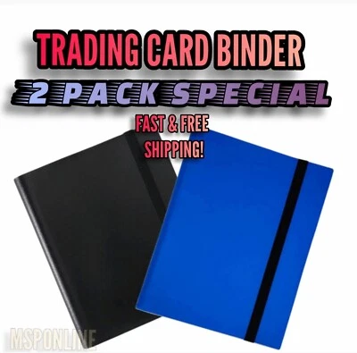 (2) PACK - 360 Bolsillos Carpeta de Tarjetas Coleccionables Carga Lateral Elástica 9 | NEGRO Y AZUL Foto 1 de 4