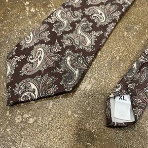 Hardy Amies Necktie Mens Tie London All Silk Brown Paisley 57"x3.5" - Picture 1 of 6