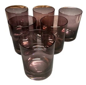 SET OF 6 ESTELLE? HEAVY LOW BALL GLASSES AMETHYST OR PURPLE NO CHIPS - Picture 1 of 5