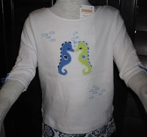 NUEVO CON ETIQUETAS Camiseta Gymboree Estilo Isla Griega Manga 3/4 Caballito de Mar Beso 12 18 2T 4T NUEVA - Imagen 1 de 1