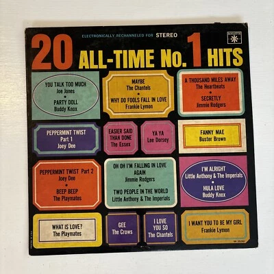 20 All-Time No. 1 Hits 1965 Roulette Compilation Vinyl LP VG+/VG - Image 1 of 4
