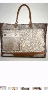 *Myra Bag HIDE & FLORAL PRINT WEEKENDER BAG S-1199* - Picture 1 of 15