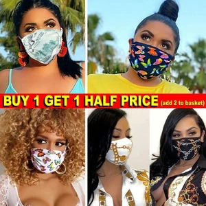 LADIES FACE MASK REUSABLE WASHABLE MOUTH COVER BUTTERFLY CHAIN DOLLAR - Picture 1 of 11
