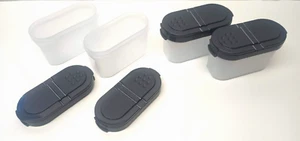 Lot of 4 Tupperware Modular Mates Spice Frosted Containers w/ 4 Black Lids/Seals - Picture 1 of 8