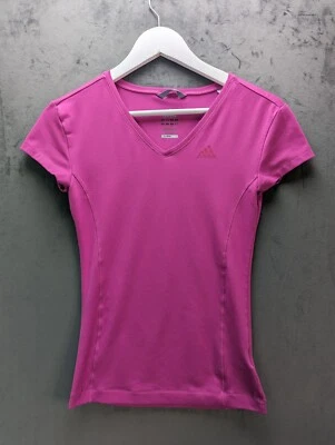 Adidas Women’s Climalite T Shirt Size 8 Slim Pink Activewear Gym Running Sports - Image 1 of 4