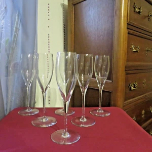 6 Sektflöten aus Baccarat Kristall Modell Saint Remy signiert SET B - Bild 1 von 8