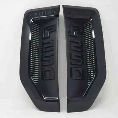 Pair Set Left & Right Fender Emblems Badges Fits For 17-22 F 250 Lariat Black - Image 1 of 4