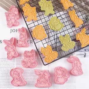 8pcs/set Cake Cutter Non-sticky Diy 3d Bunny Rabbit Fondant Cookie Maker Mold - Picture 1 of 10